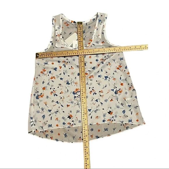 JOIE Tank Top Erla Floral Print Blouse Sleeveless White Side Slits XS - Picture 6 of 8